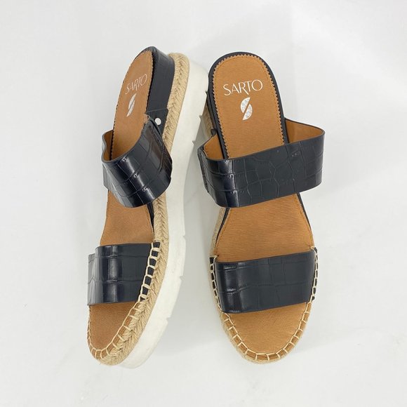 Franco Sarto Leather Cappy Slide Sandal Shoes Sz 9.5 -10 - Picture 8 of 11